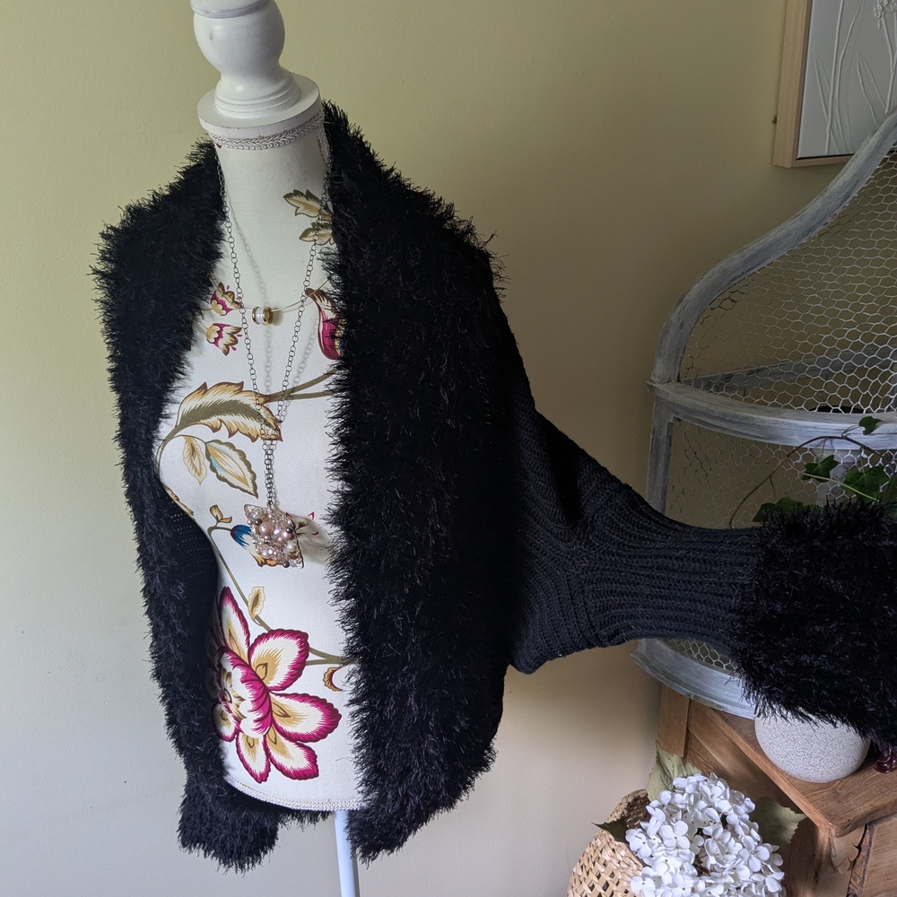 Black Fuzzy Women's Sweater